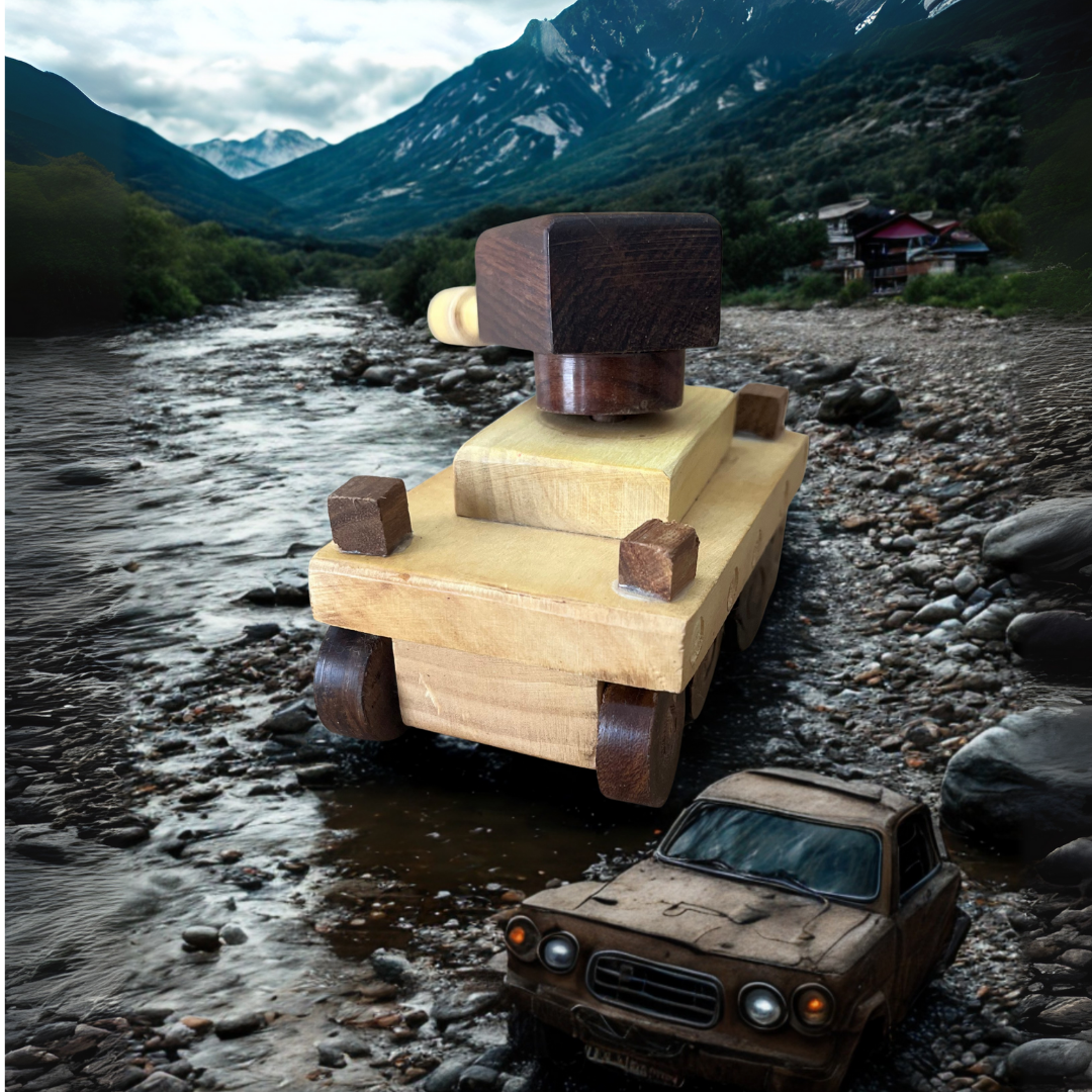 Tank - Wooden Toy and Showpiece in Vehicle Category – Eco-Friendly Lakdi Handmade Vehicle – Kids Play Toy & Decorative Gift