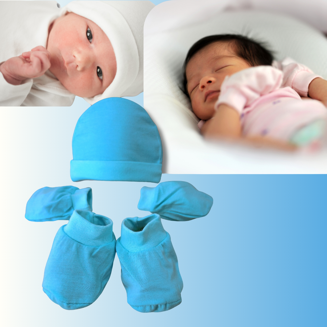 Newborn Baby Mittens Set – Gloves, Socks & Cap | 0-3 Months | Soft Cotton | White | Unisex Essentials