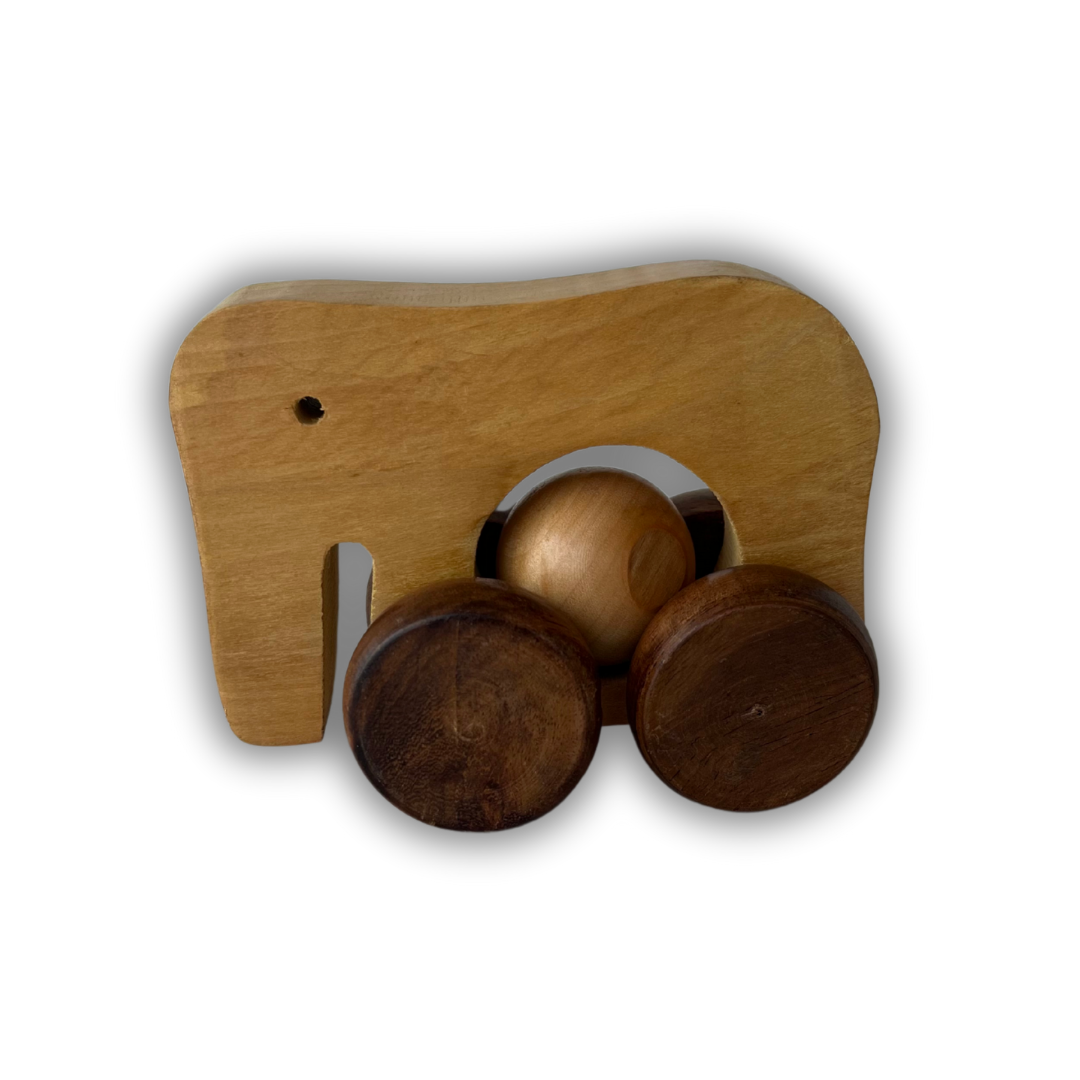 Wooden Rolling Animal Toy with Round Wheels – Push & Pull Fun for Toddlers