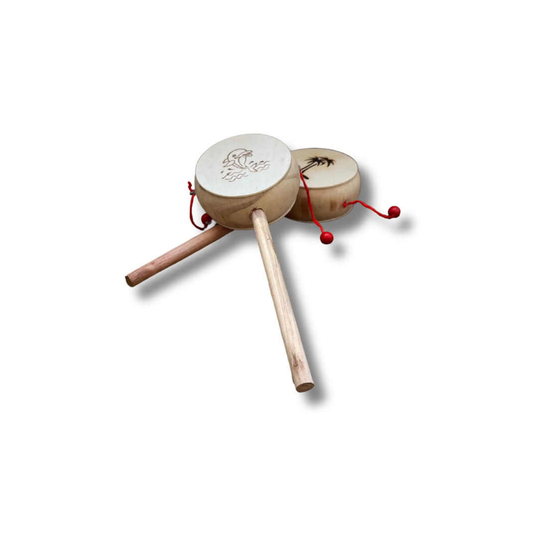 Wooden Damaru Rattle – Traditional Handcrafted Baby Toy (0-24 Months) | 1 Piece