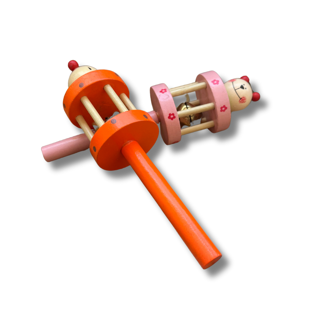 Wooden Jingle Bell/Ghunghru Rattle – Safe & Soothing Toy for Babies | 0-24 months | 1 piece