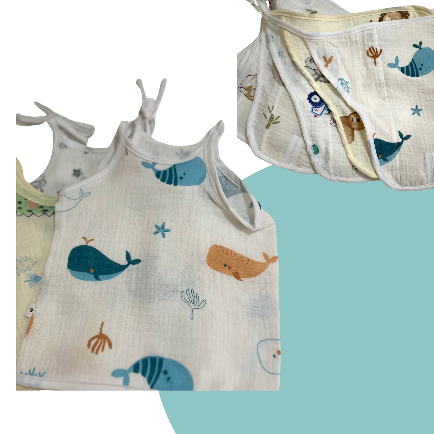 Muslin Jhabla with Nappies/Langot | 0-6 Months | Soft & Breathable | Multi-Color | Newborn Baby Essentials