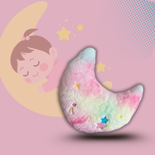 Dreamy Moon – Moon Shaped Plush Toy | 26 x 22 x 7 cm | Rainbow Pastel Colours with Stars | Ultra-Soft & Kid-Friendly
