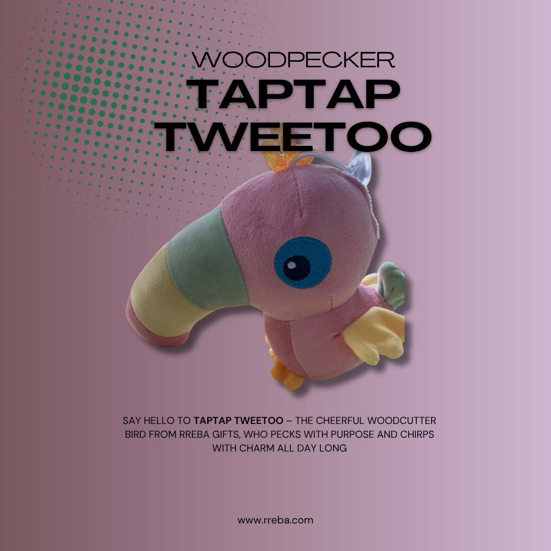 RREBA TapTap Tweetoo – Woodpecker Plush Soft Toy | 21 cm | Multicolour | Ultra-Soft & Safe for All Ages