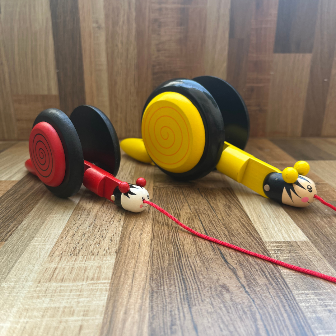 Yellow Snail - Wooden Pull Along Toy with Wheels – Fun & Engaging Toy for Kids (1-3 Years)