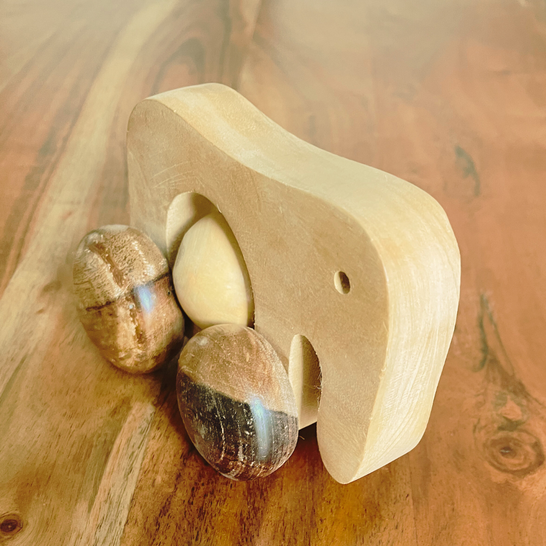 Wooden Rolling Animal Toy with Round Wheels – Push & Pull Fun for Toddlers