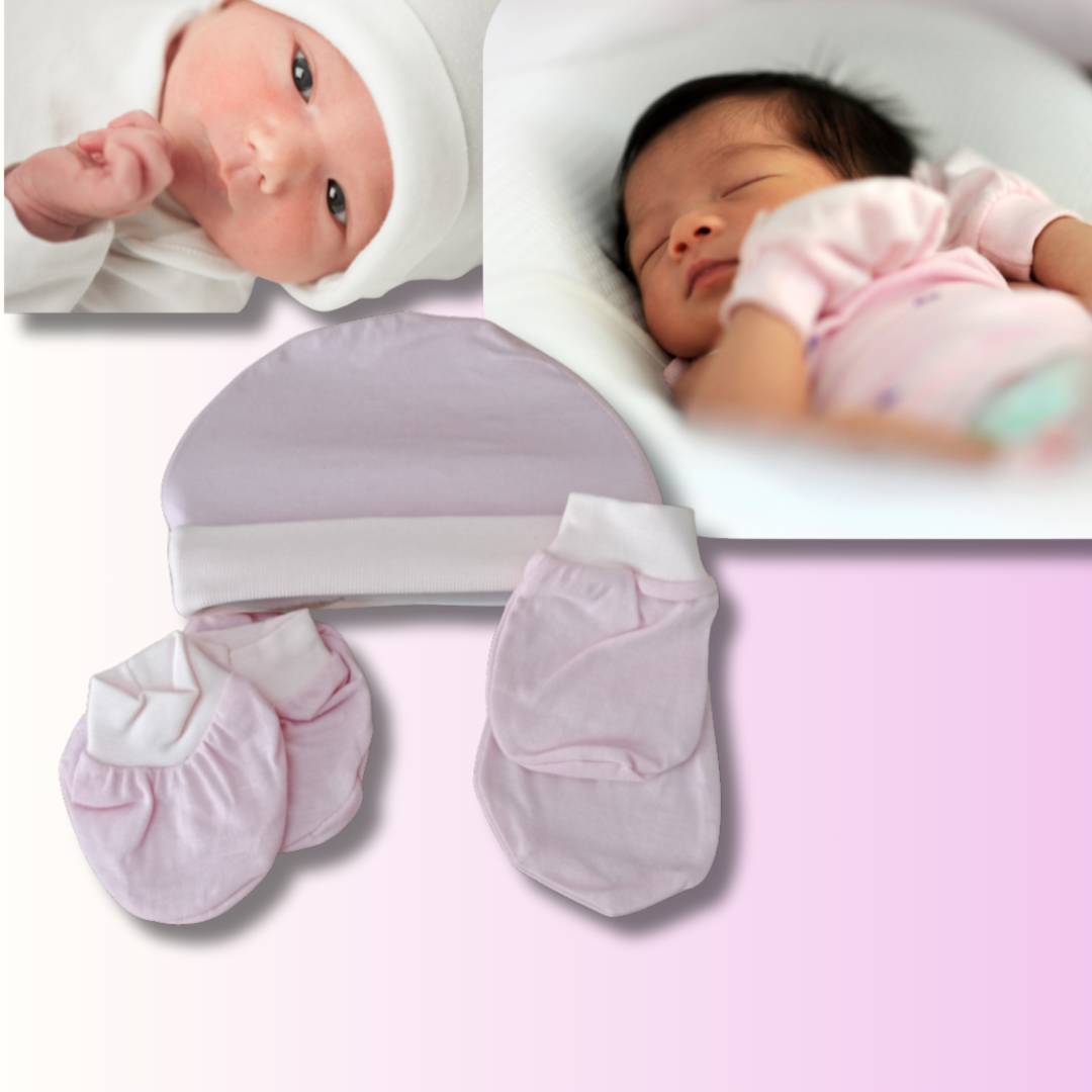 Newborn Baby Mittens Set – Gloves, Socks & Cap | 0-3 Months | Soft Cotton | White | Unisex Essentials