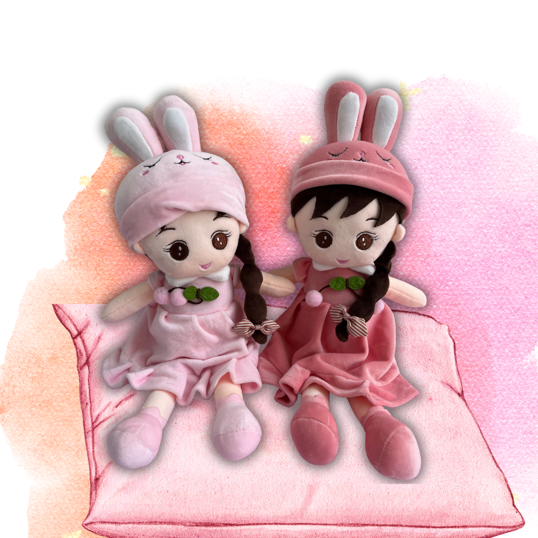 Miss Ketty – 46 cm Soft Stuffed Girl Doll | Dark Pink Dress | Super Soft, Washable & 100% Safe for Kids