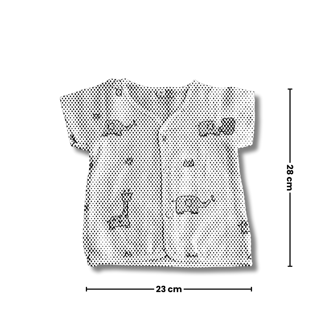 Muslin Half-Sleeve Jhabla for Newborns (0–3 Months) | Soft & Breathable Cotton | Unisex Baby Vest | Random Cute Colors