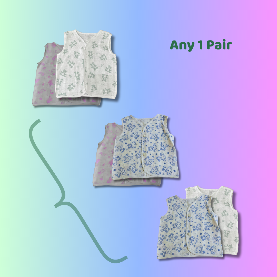 Newborn Jhabla (Set of any 2) | 0-3 Months | Soft & Breathable Cotton | Unisex Baby Vest