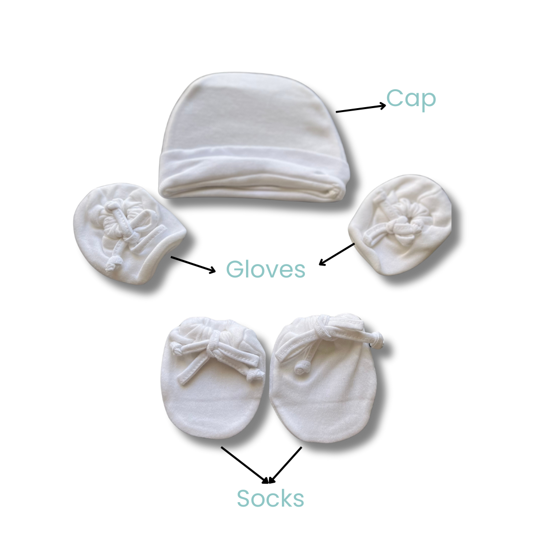 Newborn Muslin Essentials Gift Set Large (0–3 Months) – 2 Jhablas, Frock, Langot, 2 Napkins, Swaddle, Cap, Mittens & Socks (Set of 10)