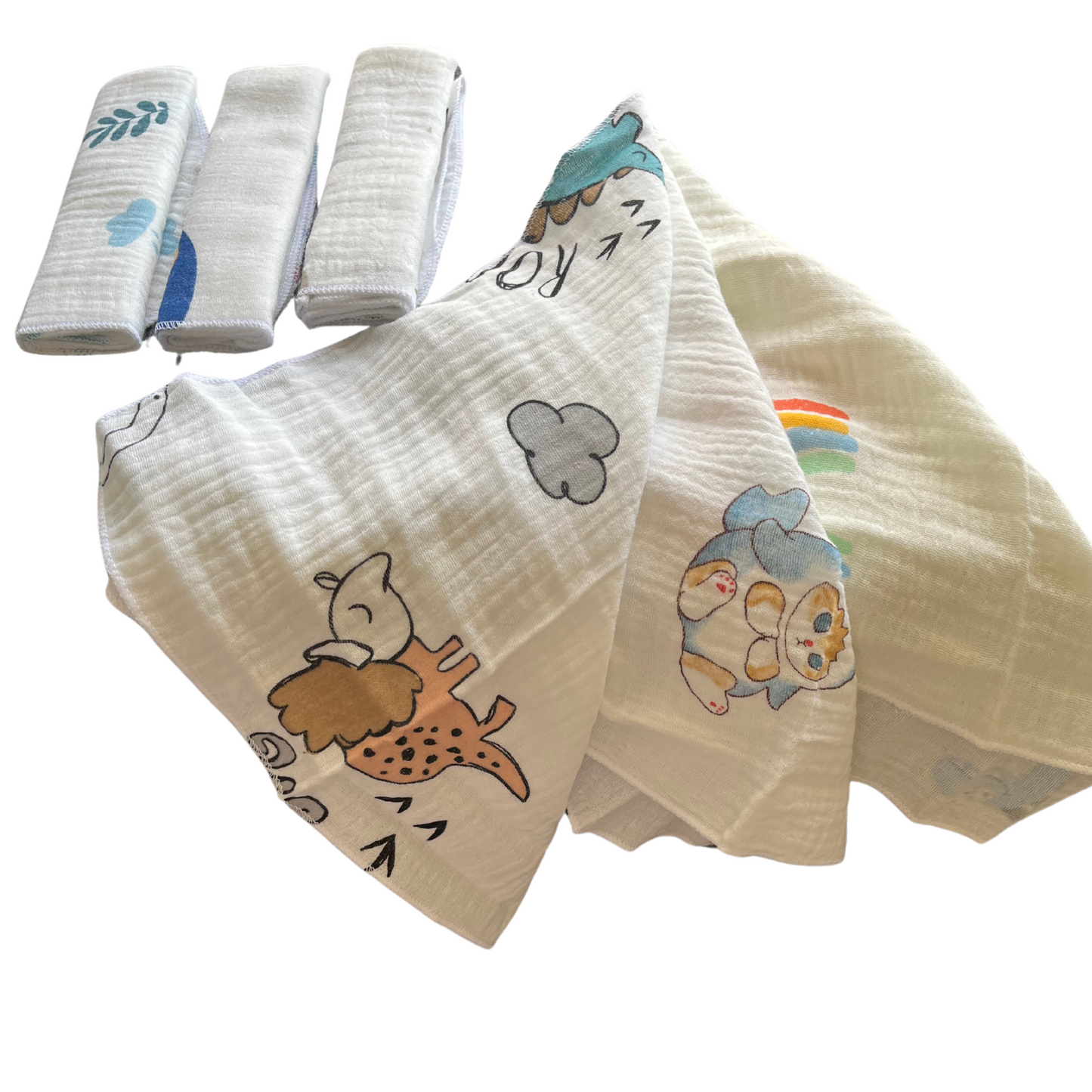 Muslin Essentials Baby Gift Set – Jhabla, Langot & Napkins (Set of 5)