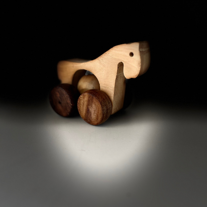 Wooden Rolling Animal Toy with Round Wheels – Push & Pull Fun for Toddlers