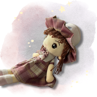 Miss Karya – 46 cm Soft Stuffed Girl Doll | Cute Checked Dress | Super Soft, Washable & 100% Safe for Kids