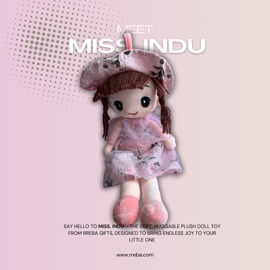 Miss Indu – 46 cm Soft Stuffed Girl Doll | Floral Print Dress | Super Soft, Washable & 100% Safe for Kids
