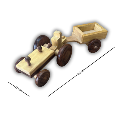 Tracker with Trolley Wooden Toy and Showpiece in Vehicle Category – Eco-Friendly Lakdi Handmade Vehicle – Kids Play Toy & Decorative Gift