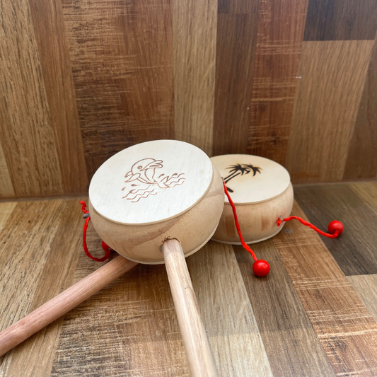 Wooden Damaru Rattle – Traditional Handcrafted Baby Toy (0-24 Months) | 1 Piece