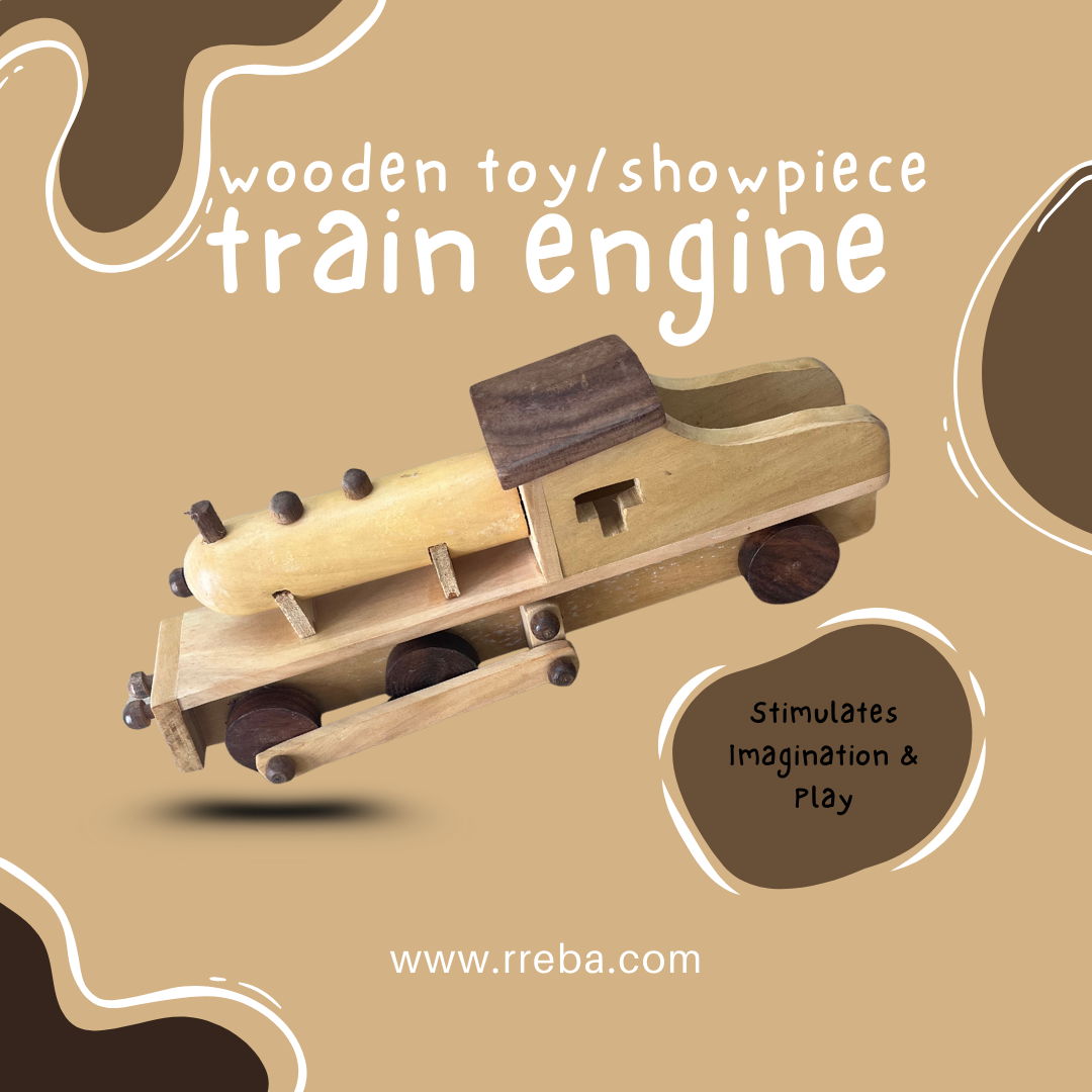 Train Engine - Wooden Toy and Showpiece in Vehicle Category – Eco-Friendly Lakdi Handmade Vehicle – Kids Play Toy & Decorative Gift