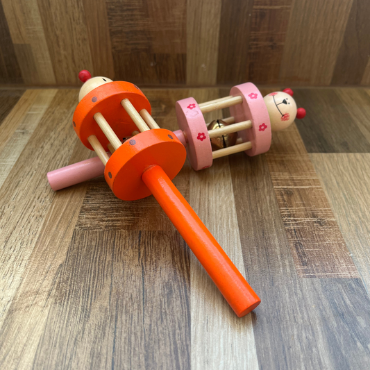 Wooden Jingle Bell/Ghunghru Rattle – Safe & Soothing Toy for Babies | 0-24 months | 1 piece