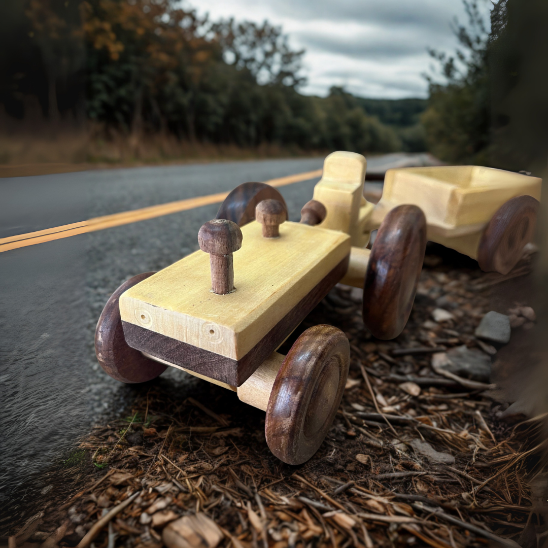 Tracker with Trolley Wooden Toy and Showpiece in Vehicle Category – Eco-Friendly Lakdi Handmade Vehicle – Kids Play Toy & Decorative Gift