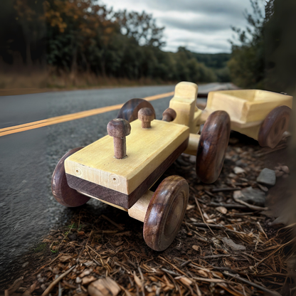 Tracker with Trolley Wooden Toy and Showpiece in Vehicle Category – Eco-Friendly Lakdi Handmade Vehicle – Kids Play Toy & Decorative Gift