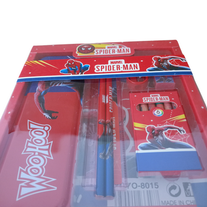 Spiderman Kids Stationery Gift Set – Pencil Box, Pencils, Eraser, Ruler, Sharpener & Colours | School Supply Hamper & Return Gift