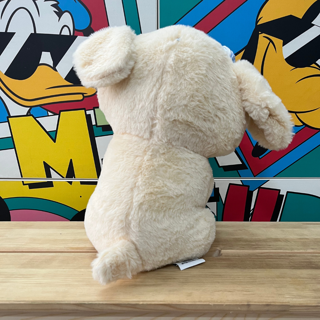 Miss Fluffy Bella – White Stuffed Dog Toy with Blue Bow | 32 CM | Cuddly Soft Toy for All Ages