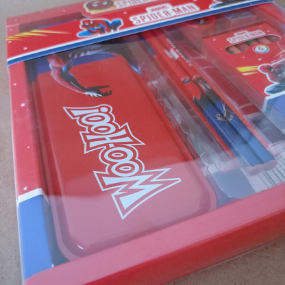Spiderman Kids Stationery Gift Set – Pencil Box, Pencils, Eraser, Ruler, Sharpener & Colours | School Supply Hamper & Return Gift