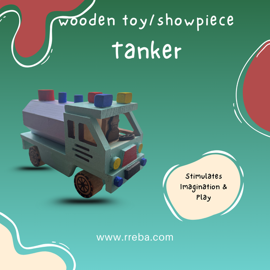 Water Tanker - Wooden Toy and Showpiece in Vehicle Category – Eco-Friendly Lakdi Handmade Vehicle – Kids Play Toy & Decorative Gift
