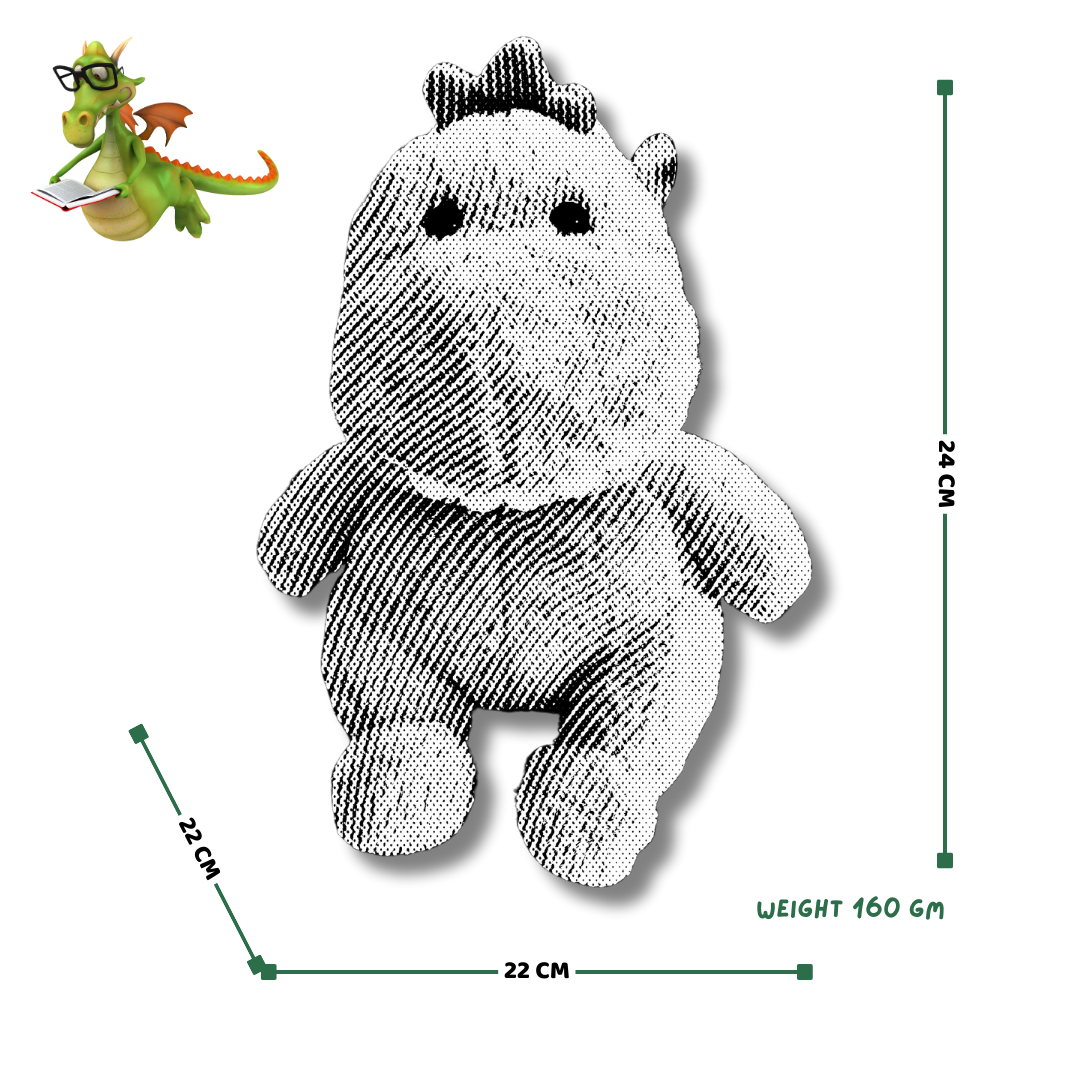 Flying Dino Soft Toy – Green Plush Dinosaur with Wings | Medium Size (24x22x22 cm)
