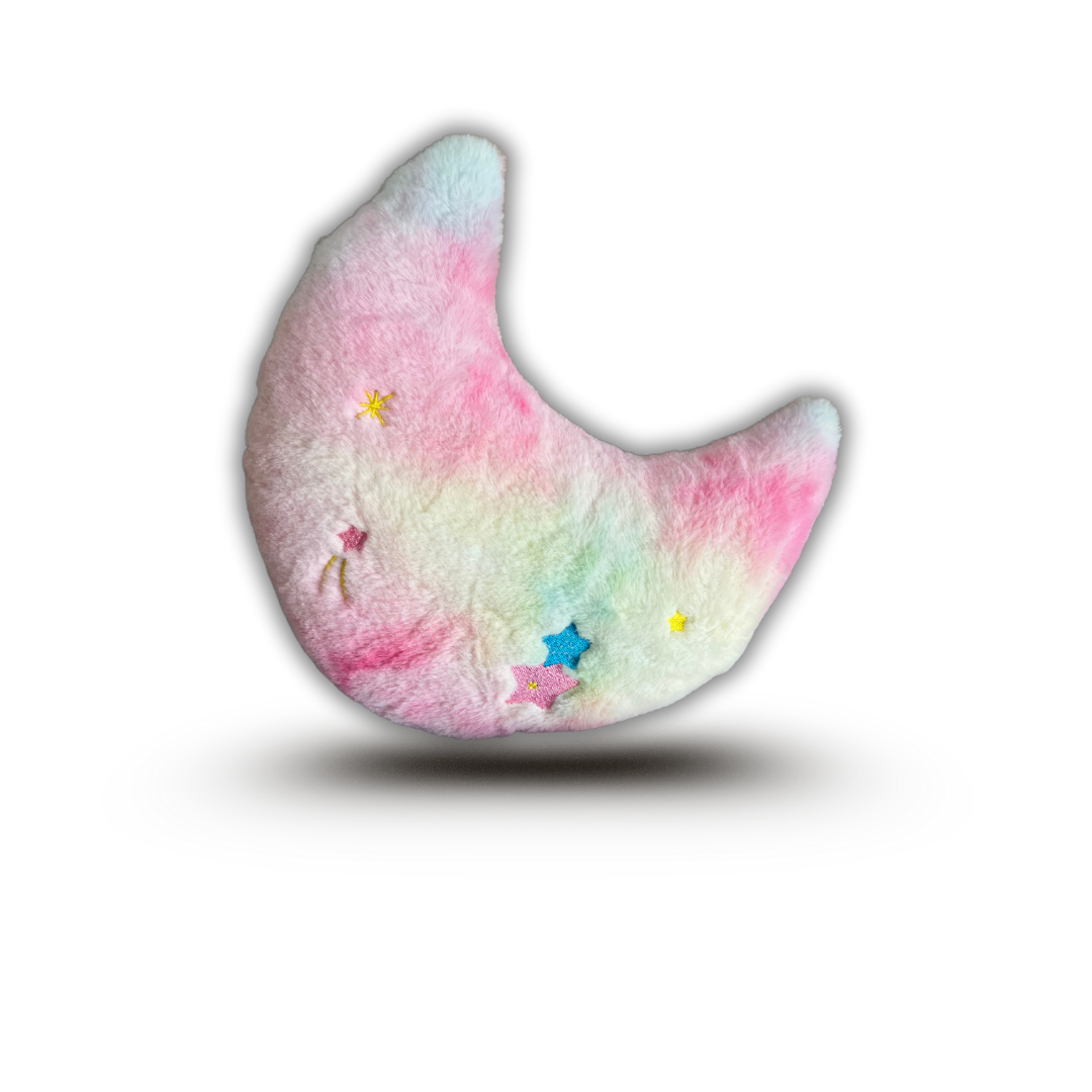 Dreamy Moon – Moon Shaped Plush Toy | 26 x 22 x 7 cm | Rainbow Pastel Colours with Stars | Ultra-Soft & Kid-Friendly