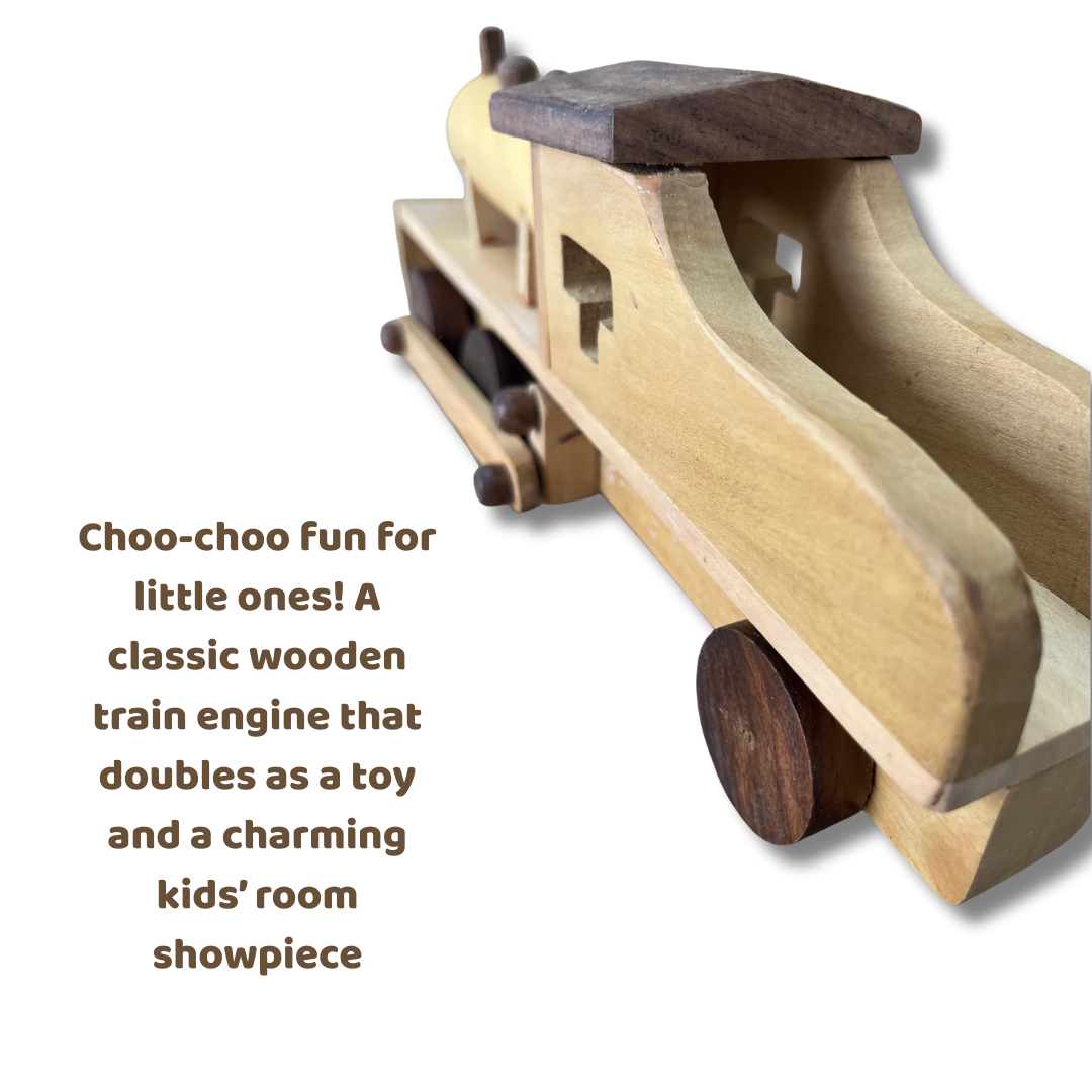 Train Engine - Wooden Toy and Showpiece in Vehicle Category – Eco-Friendly Lakdi Handmade Vehicle – Kids Play Toy & Decorative Gift