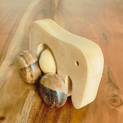 Wooden Rolling Animal Toy with Round Wheels – Push & Pull Fun for Toddlers