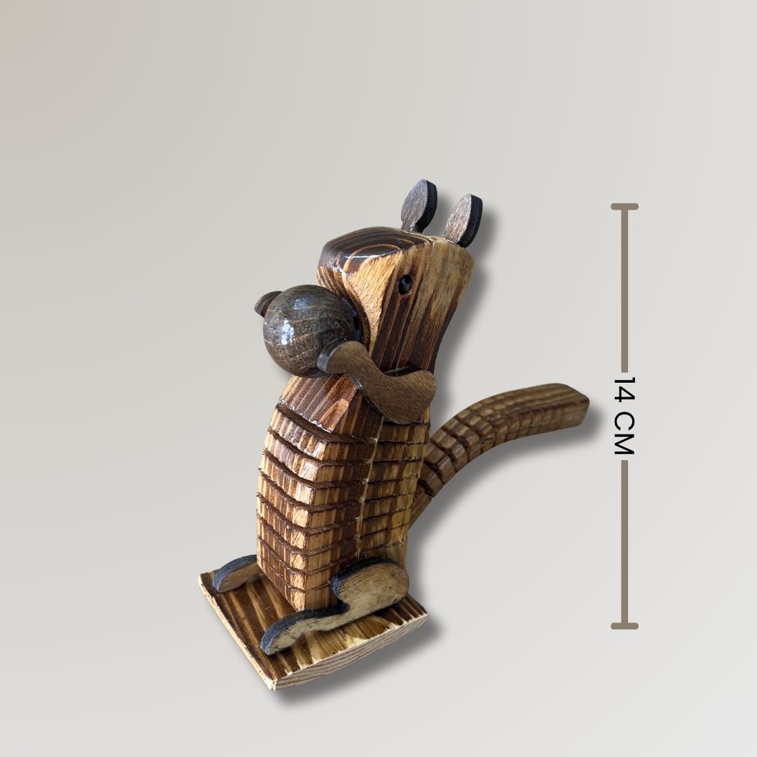 Handcrafted Wooden Squirrel Toy | 14 cm | Decorative Showpiece for Kids Room | Natural Wood, Eco-Friendly