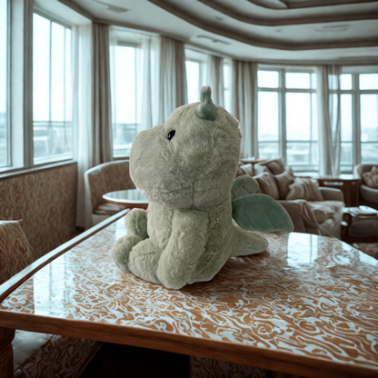 Flying Dino Soft Toy – Green Plush Dinosaur with Wings | Medium Size (24x22x22 cm)