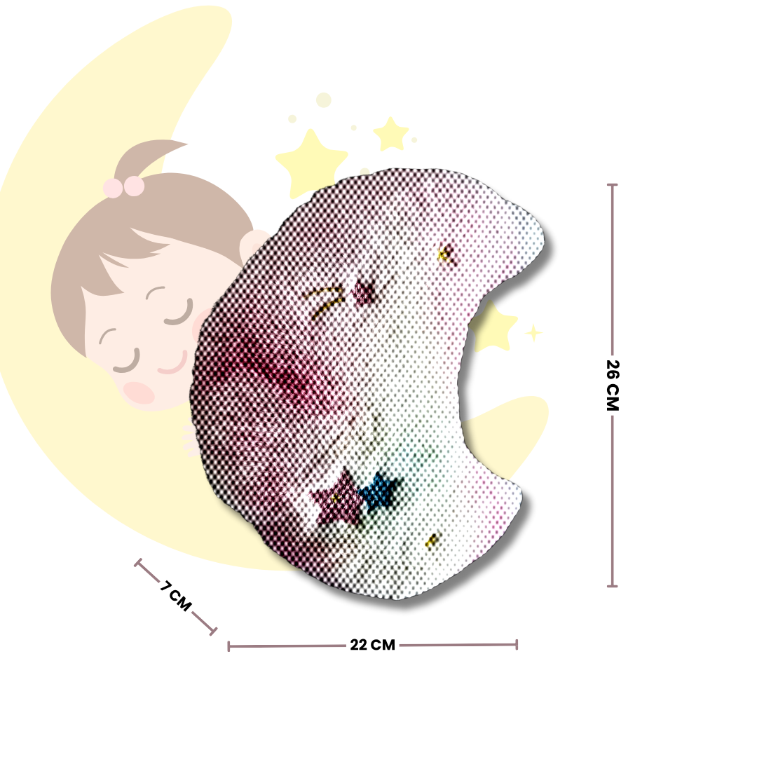 Dreamy Moon – Moon Shaped Plush Toy | 26 x 22 x 7 cm | Rainbow Pastel Colours with Stars | Ultra-Soft & Kid-Friendly