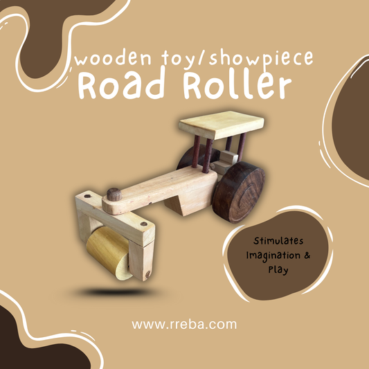 Road Roller - Wooden Toy and Showpiece in Vehicle Category – Eco-Friendly Lakdi Handmade Vehicle – Kids Play Toy & Decorative Gift