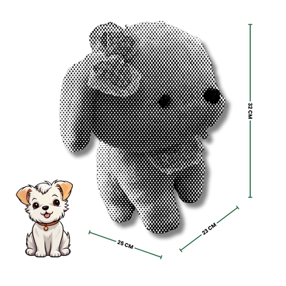 Miss Fluffy Bella – White Stuffed Dog Toy with Blue Bow | 32 CM | Cuddly Soft Toy for All Ages