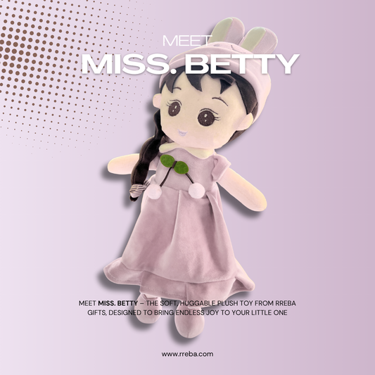 Miss Betty – 46 cm Soft Stuffed Girl Doll | Light Pink Dress | Super Soft, Washable & 100% Safe for Kids