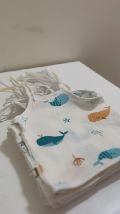 Muslin Jhabla with Nappies/Langot | 0-6 Months | Soft & Breathable | Multi-Color | Newborn Baby Essentials