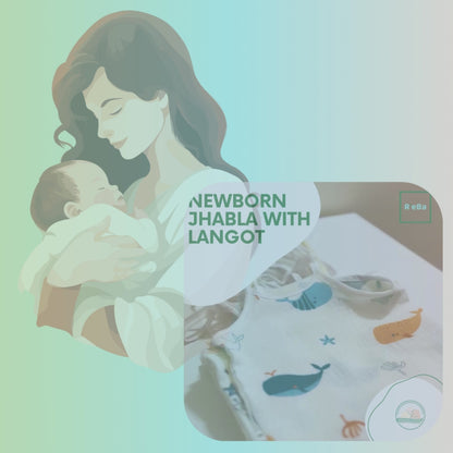Muslin Jhabla with Nappies/Langot | 0-6 Months | Soft & Breathable | Multi-Color | Newborn Baby Essentials