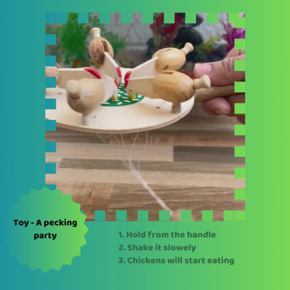 Pecking 5-Chickens together/Poultry feeding time – Wooden Montessori Toy for Toddlers