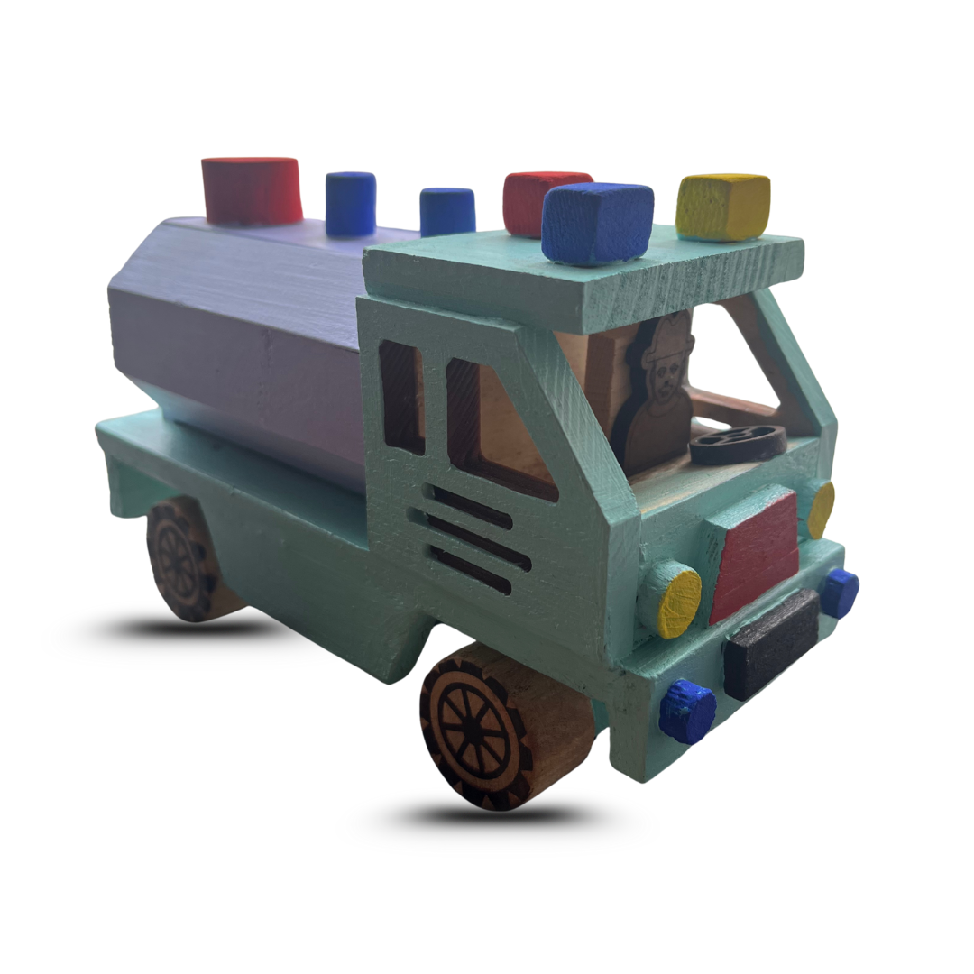 Water Tanker - Wooden Toy and Showpiece in Vehicle Category – Eco-Friendly Lakdi Handmade Vehicle – Kids Play Toy & Decorative Gift